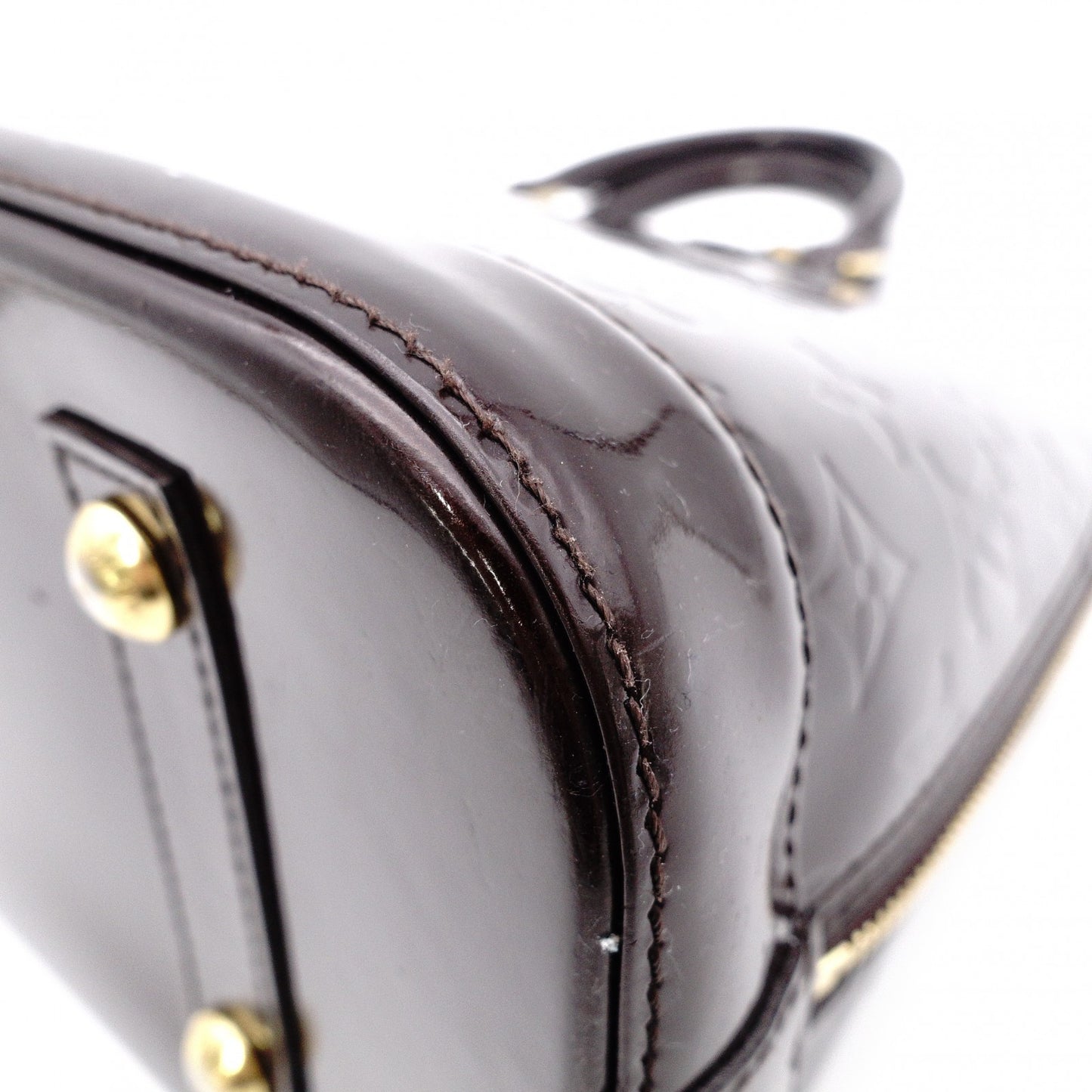 LOUIS VUITTON Alma PM Vernis Handbag, Patent Leather, Amaranth (Bordeaux)