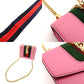GUCCI Sylvie Chain Shoulder Bag Leather Pink Crossbody Gold Hardware 7-8-765