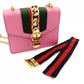 GUCCI Sylvie Chain Shoulder Bag Leather Pink Crossbody Gold Hardware 7-8-765
