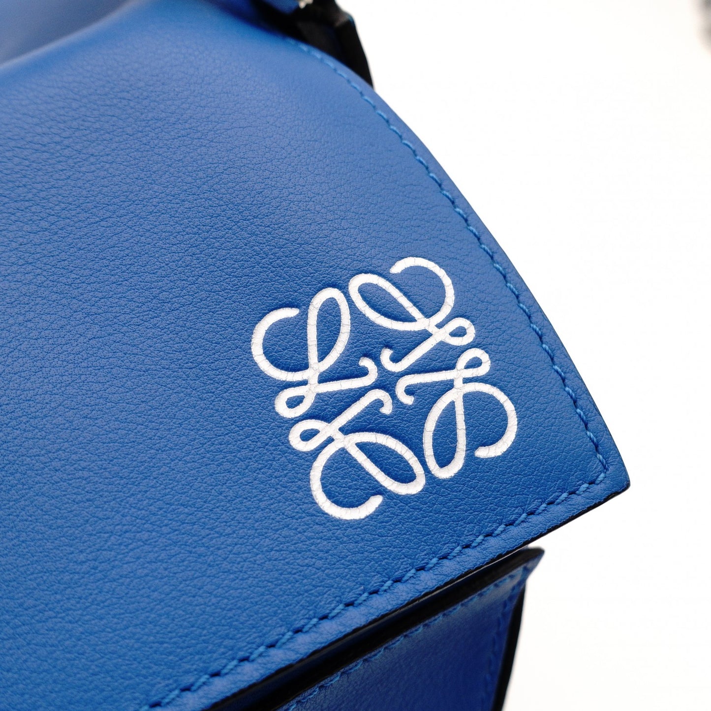 LOEWE Puzzle Bag Large Handbag Leather Blue 2-Way Shoulder 7-7-1157