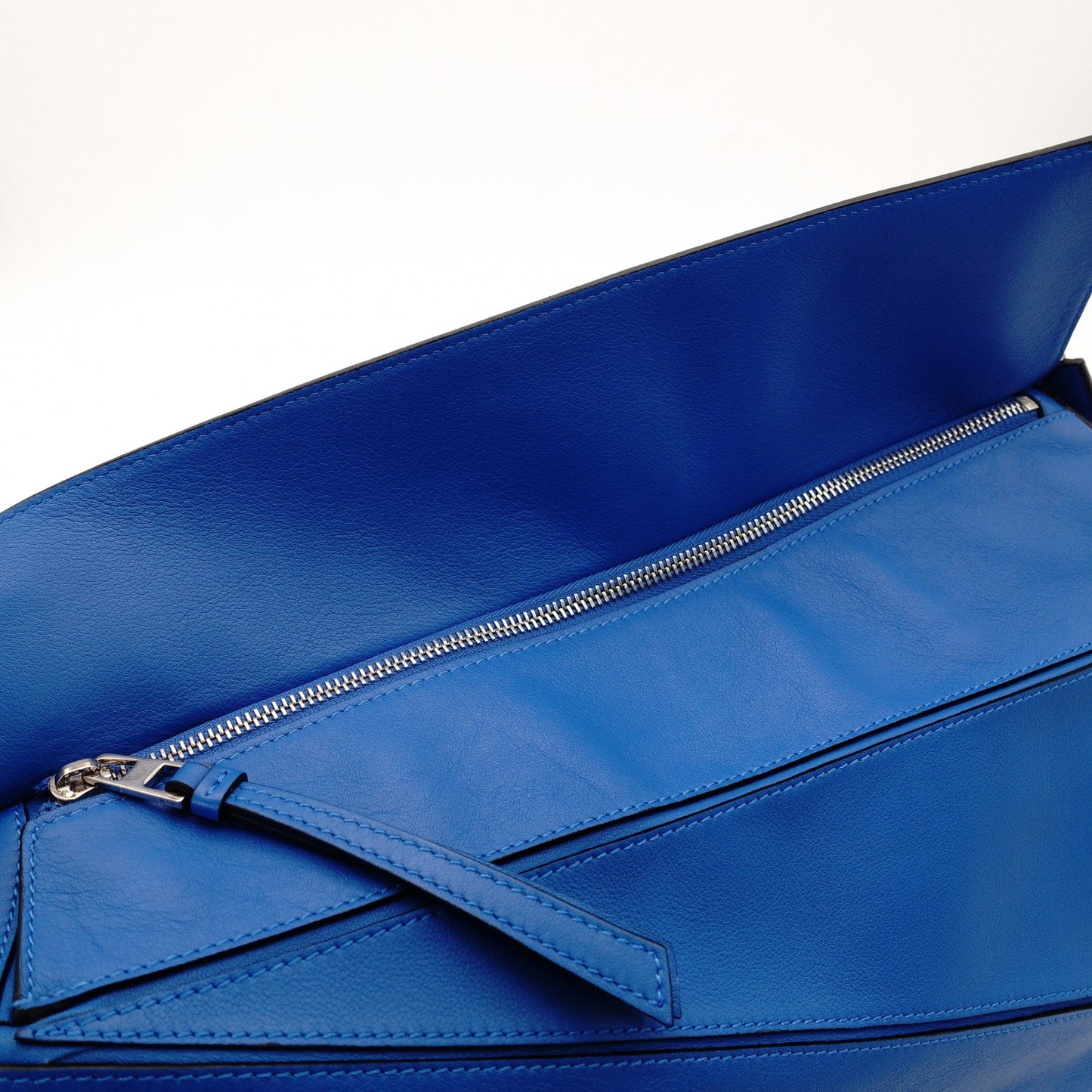 LOEWE Puzzle Bag Large Handbag Leather Blue 2-Way Shoulder 7-7-1157