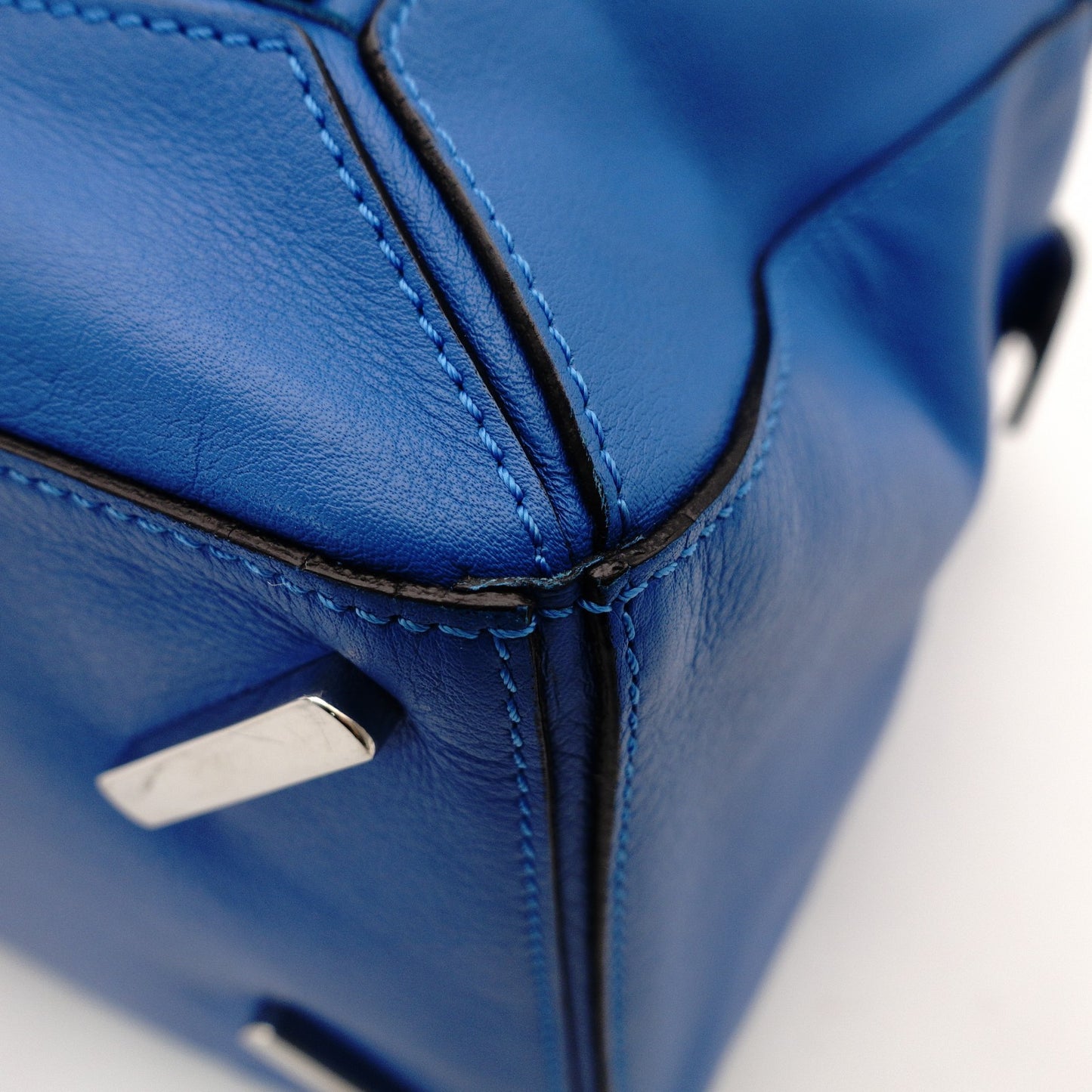 LOEWE Puzzle Bag Large Handbag Leather Blue 2-Way Shoulder 7-7-1157