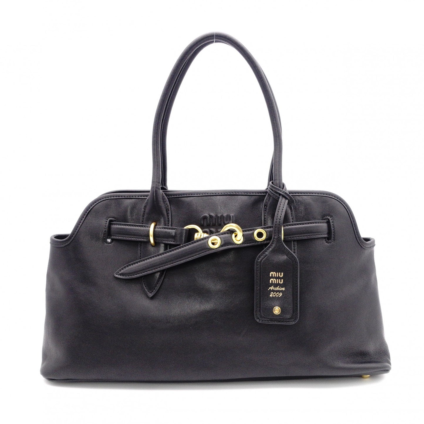MIU MIU Nappa Leather Aventure Tote Bag, Leather, Black
