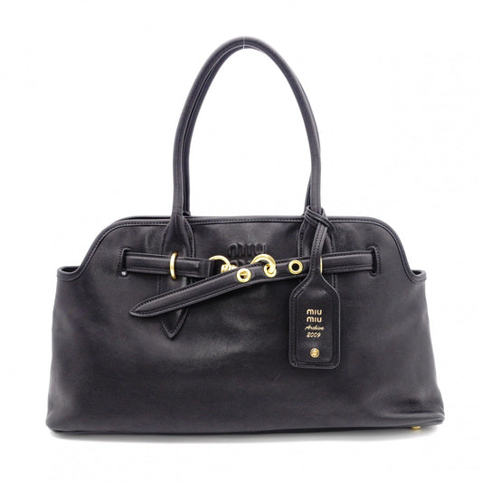 MIU MIU Nappa Leather Aventure Tote Bag, Leather, Black