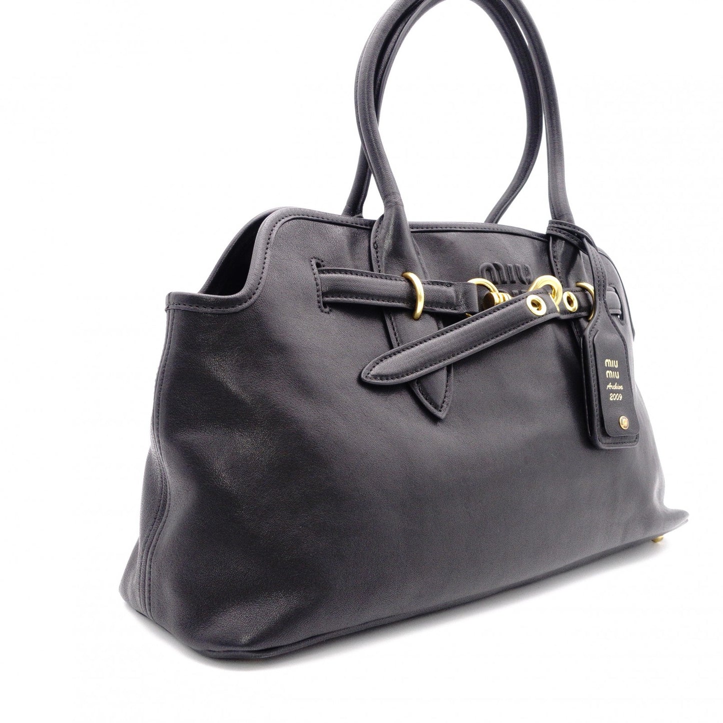 MIU MIU Nappa Leather Aventure Tote Bag, Leather, Black