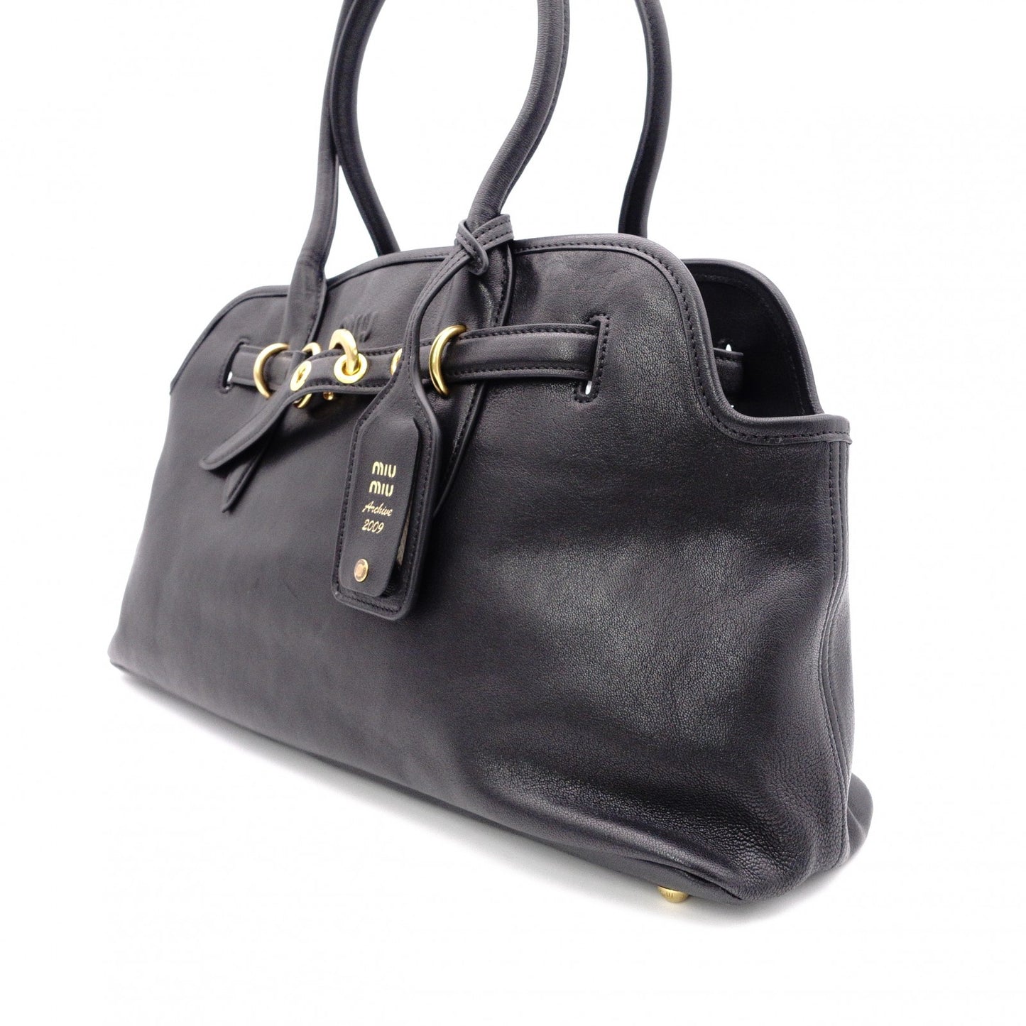 MIU MIU Nappa Leather Aventure Tote Bag, Leather, Black