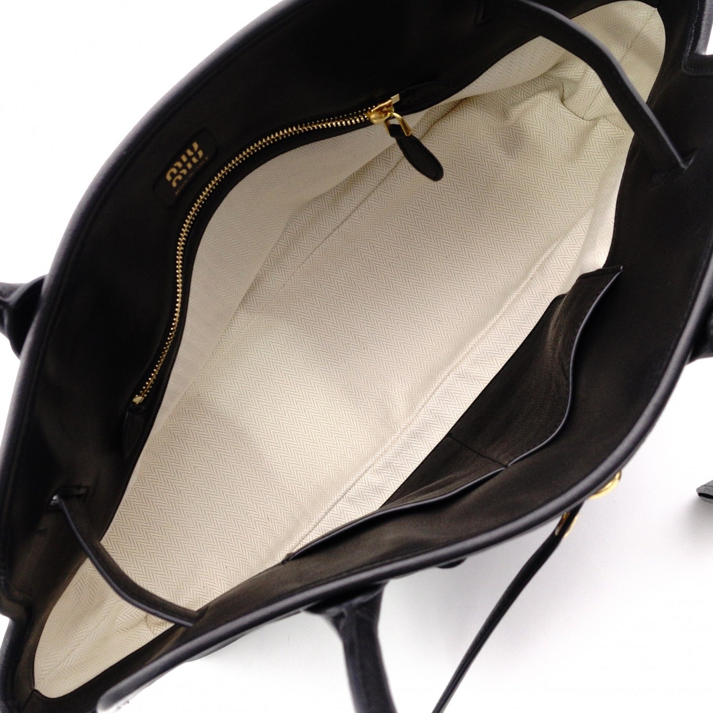 MIU MIU Nappa Leather Aventure Tote Bag, Leather, Black