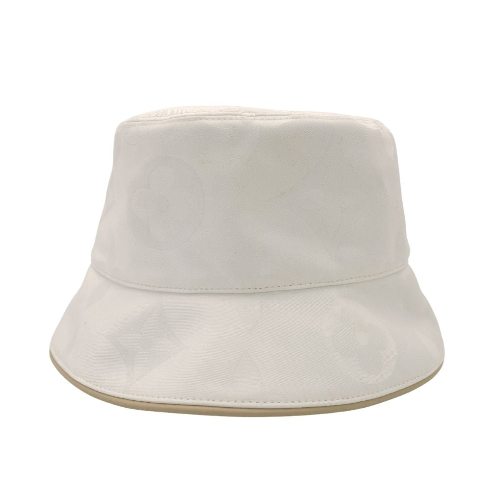 LOUIS VUITTON Bucket Hat Dailygram White × Beige M7163M Hat Cotton 22.8" 7-10-1035