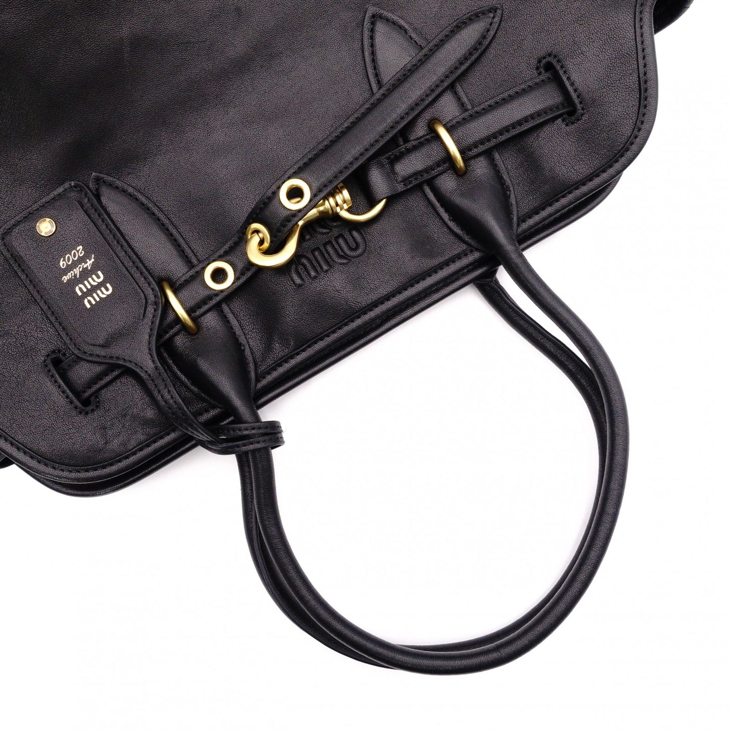 MIU MIU Nappa Leather Aventure Tote Bag, Leather, Black