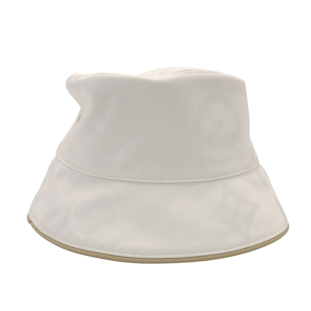 LOUIS VUITTON Bucket Hat Dailygram White × Beige M7163M Hat Cotton 22.8" 7-10-1035