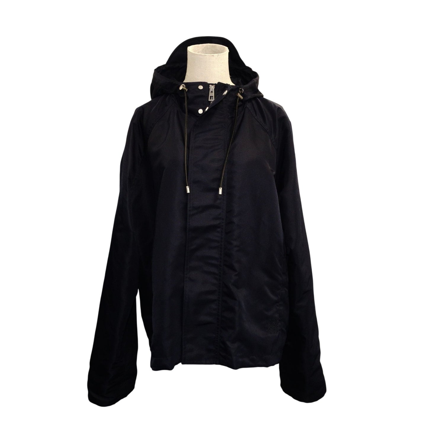 LOEWE Anagram IT/EU Size 46 M–L Nylon Jacket, Polyester/Nylon, Navy, Drawstring Hood