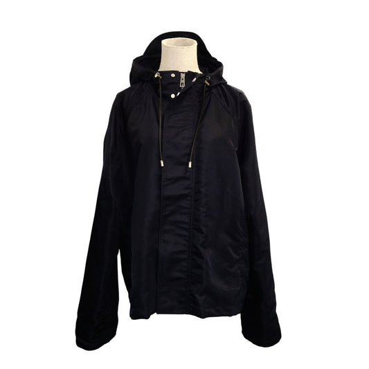 LOEWE Anagram IT/EU Size 46 M–L Nylon Jacket, Polyester/Nylon, Navy, Drawstring Hood