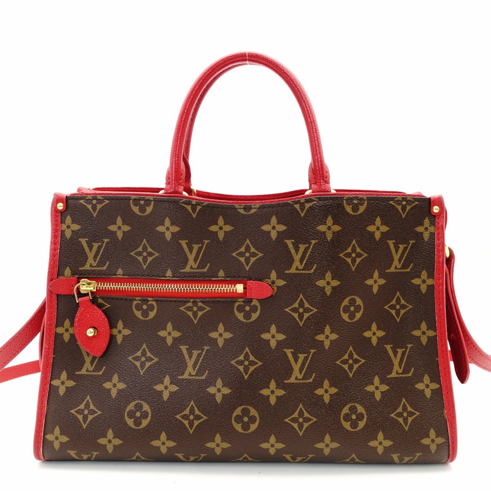 Louis Vuitton Monogram Canvas Popincourt PM Handbag Brown × Red 2-Way Crossbody 7-9-259