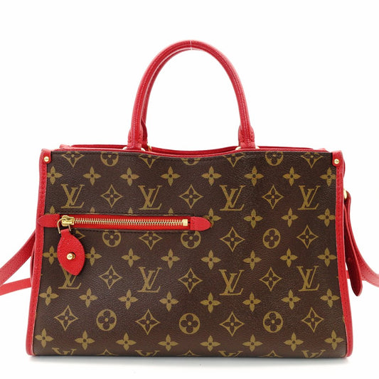 Louis Vuitton Monogram Canvas Popincourt PM Handbag Brown × Red 2-Way Crossbody 7-9-259