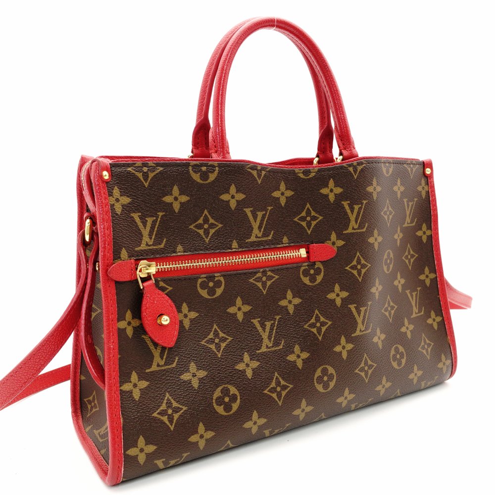 Louis Vuitton Monogram Canvas Popincourt PM Handbag Brown × Red 2-Way Crossbody 7-9-259