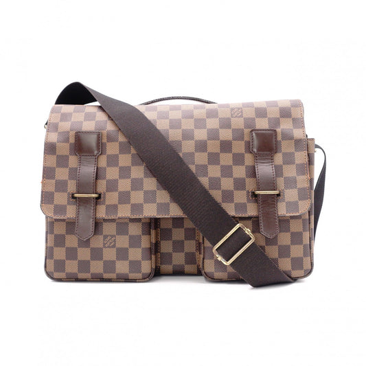 LOUIS VUITTON Broadway Damier Shoulder Bag, Leather and PVC, Brown, Men's Business Bag