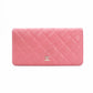 CHANEL Matelassé Long Wallet Leather Pink Silver Hardware Wallet