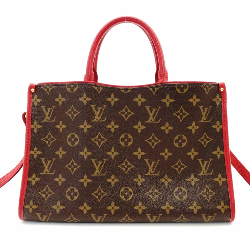 Louis Vuitton Monogram Canvas Popincourt PM Handbag Brown × Red 2-Way Crossbody 7-9-259