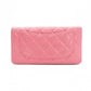 CHANEL Matelassé Long Wallet Leather Pink Silver Hardware Wallet