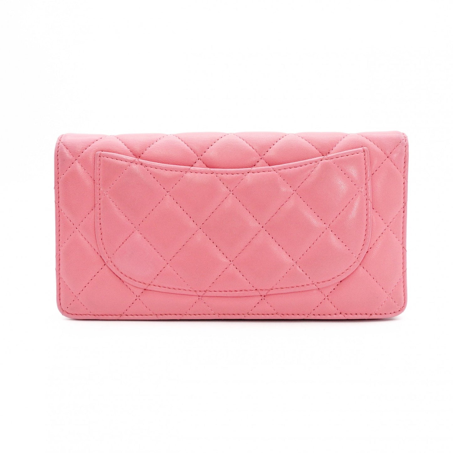 CHANEL Matelassé Long Wallet Leather Pink Silver Hardware Wallet