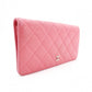 CHANEL Matelassé Long Wallet Leather Pink Silver Hardware Wallet