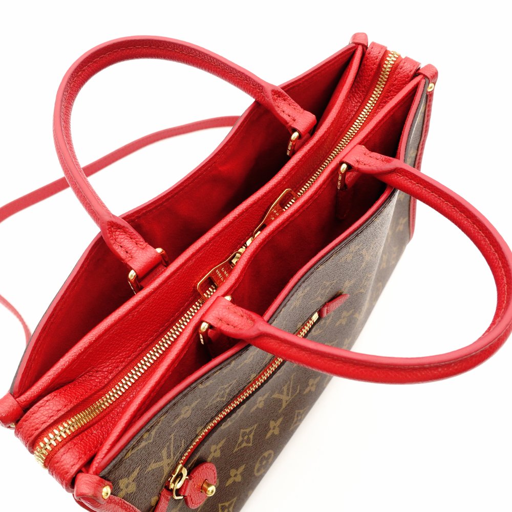 Louis Vuitton Monogram Canvas Popincourt PM Handbag Brown × Red 2-Way Crossbody 7-9-259