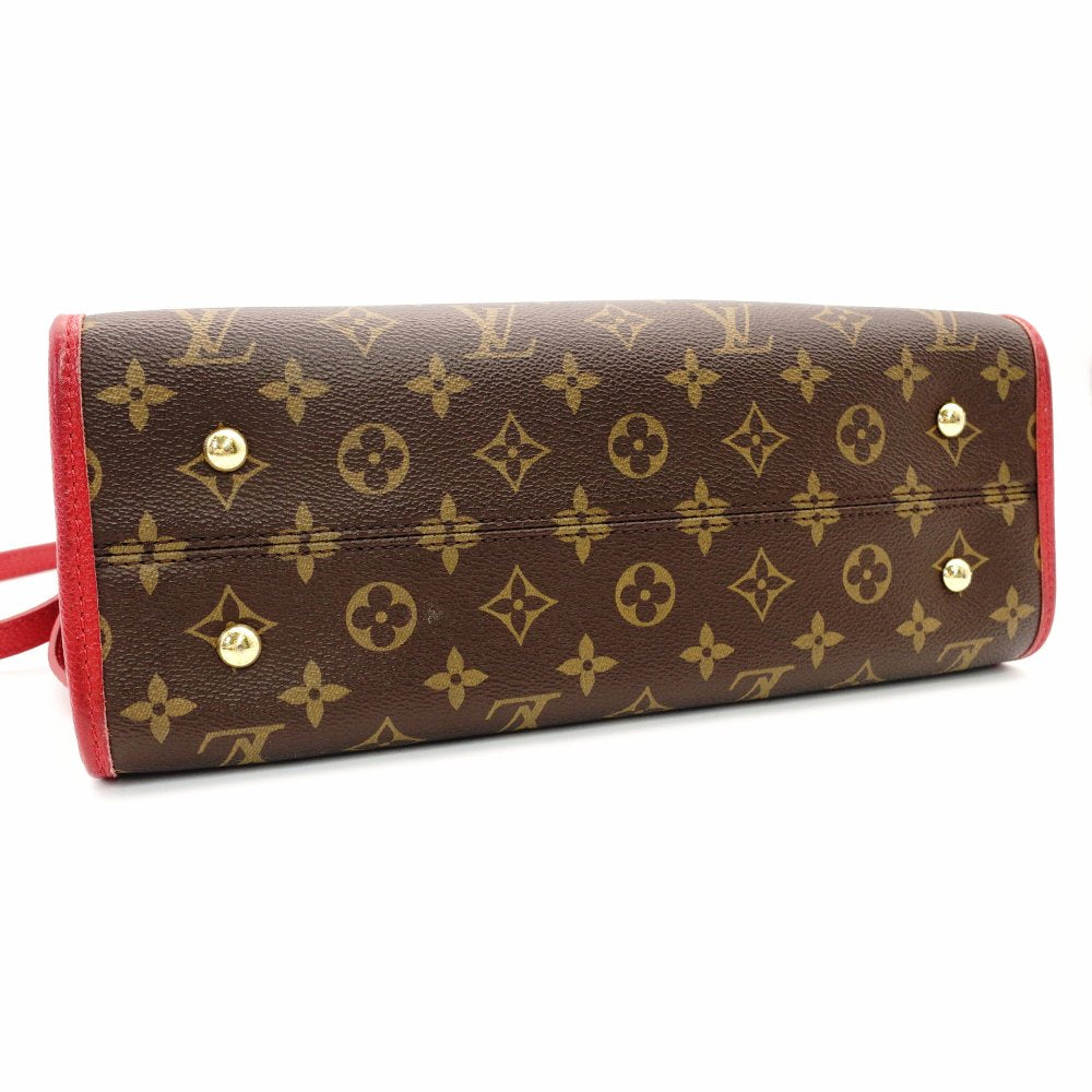 Louis Vuitton Monogram Canvas Popincourt PM Handbag Brown × Red 2-Way Crossbody 7-9-259