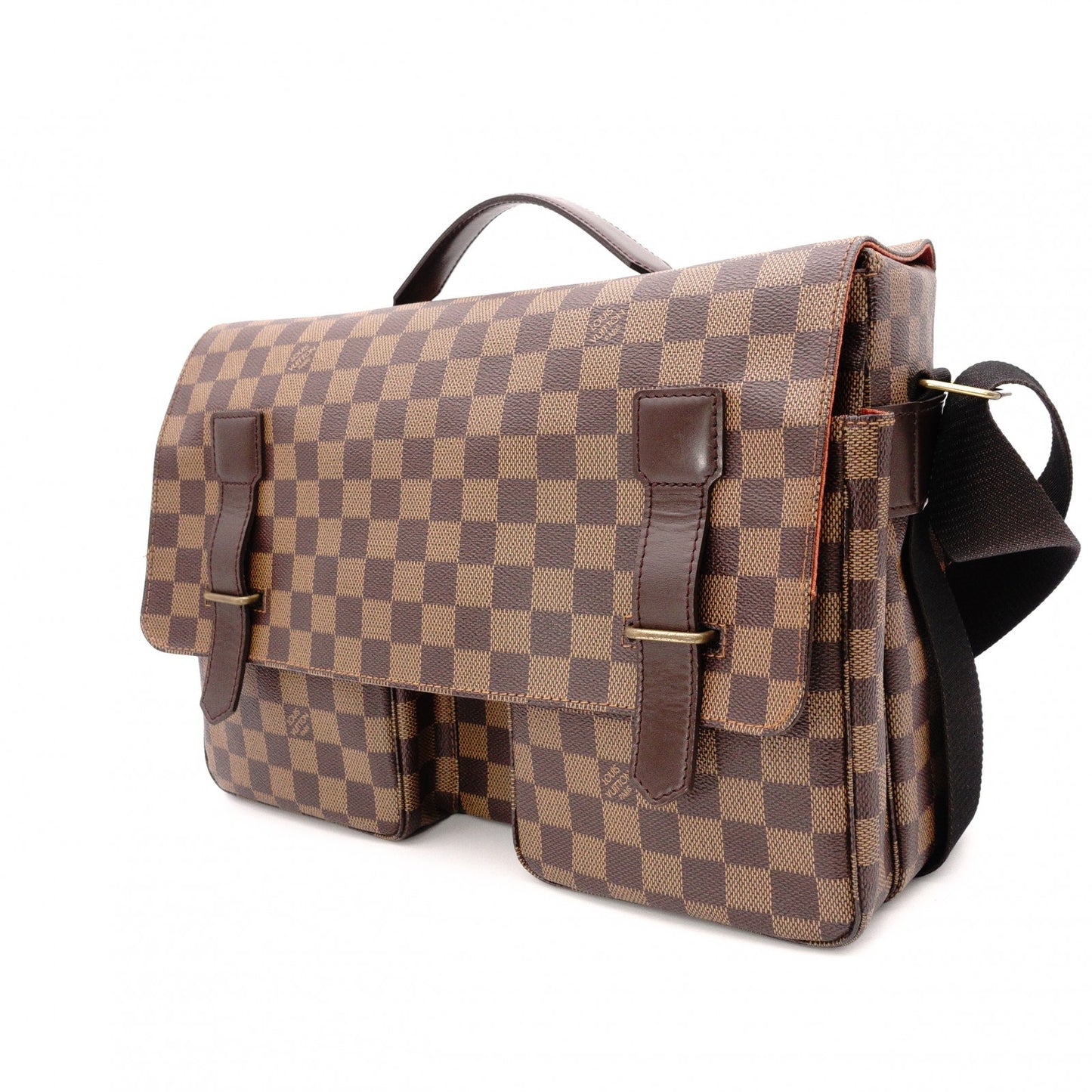 LOUIS VUITTON Broadway Damier Shoulder Bag, Leather and PVC, Brown, Men's Business Bag