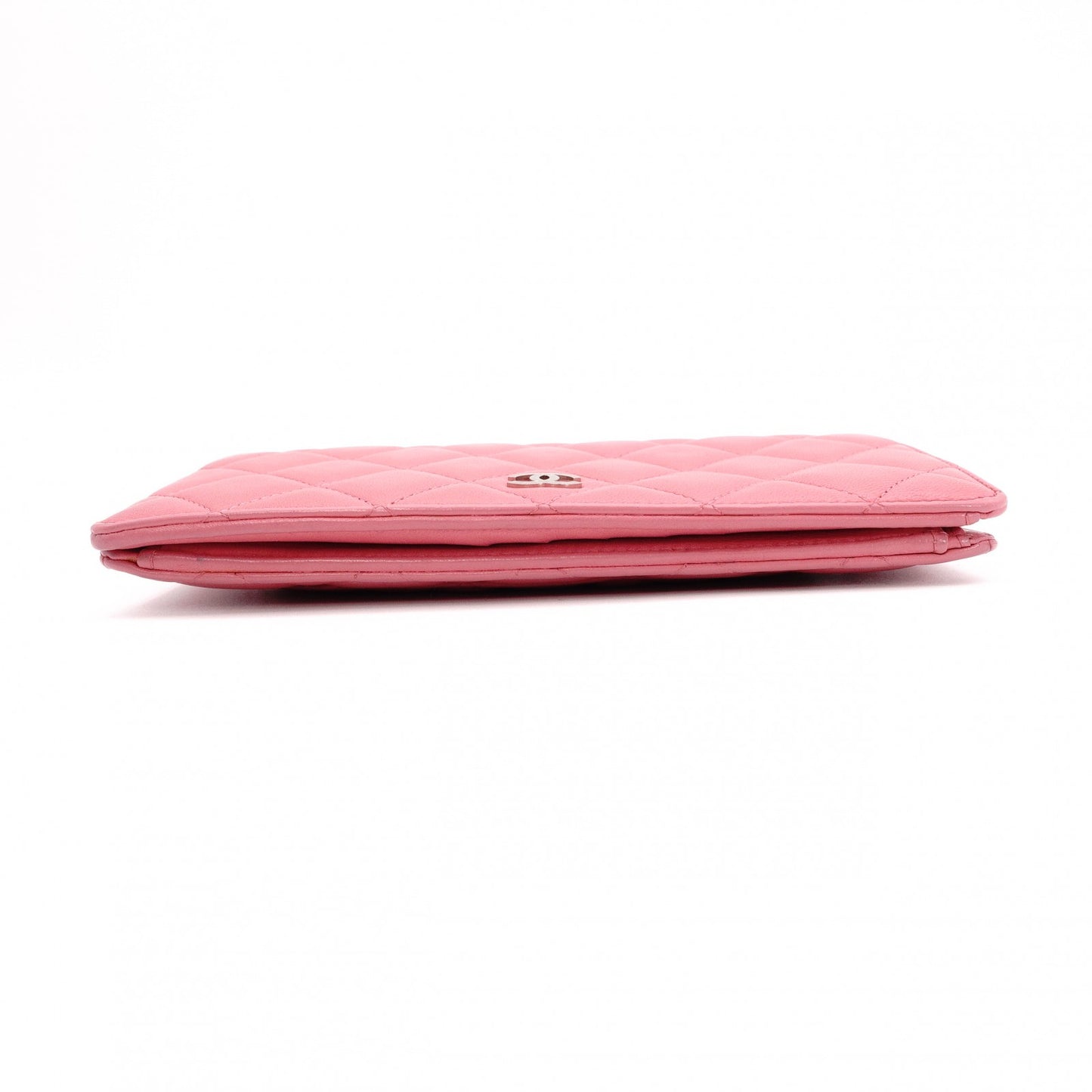 CHANEL Matelassé Long Wallet Leather Pink Silver Hardware Wallet