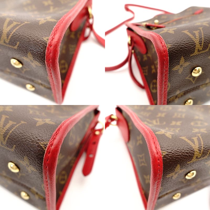 Louis Vuitton Monogram Canvas Popincourt PM Handbag Brown × Red 2-Way Crossbody 7-9-259