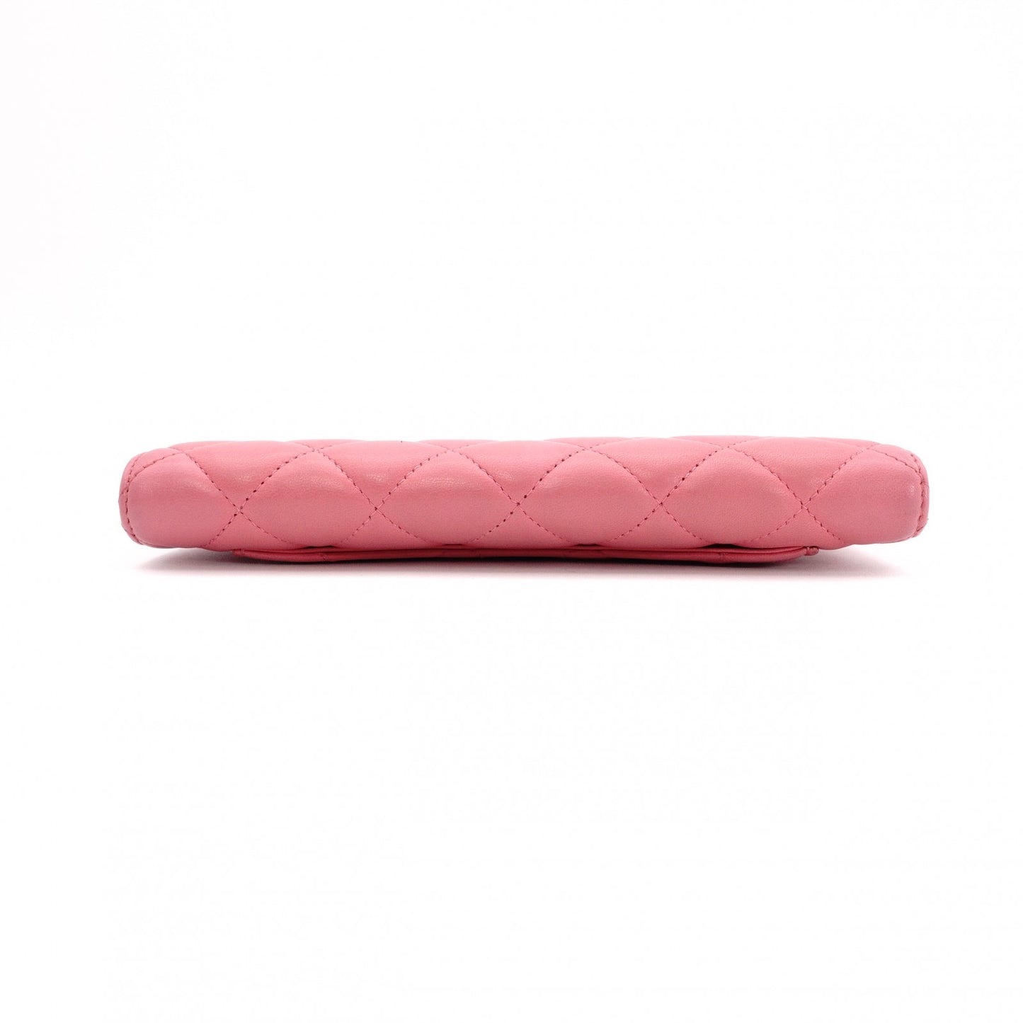 CHANEL Matelassé Long Wallet Leather Pink Silver Hardware Wallet