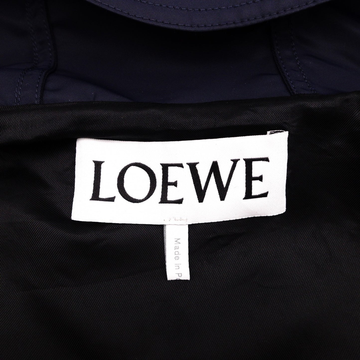 LOEWE Anagram IT/EU Size 46 M–L Nylon Jacket, Polyester/Nylon, Navy, Drawstring Hood
