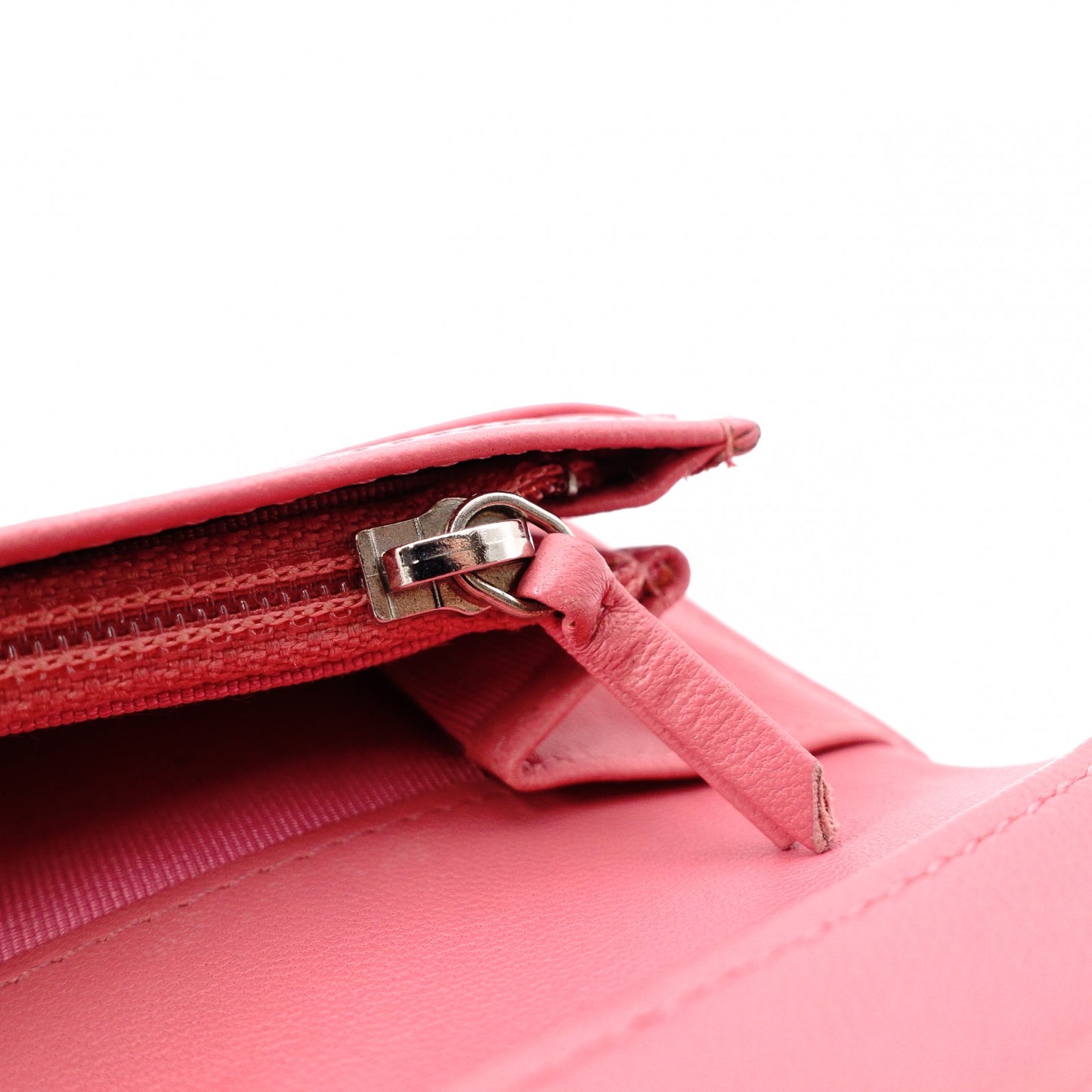 CHANEL Matelassé Long Wallet Leather Pink Silver Hardware Wallet