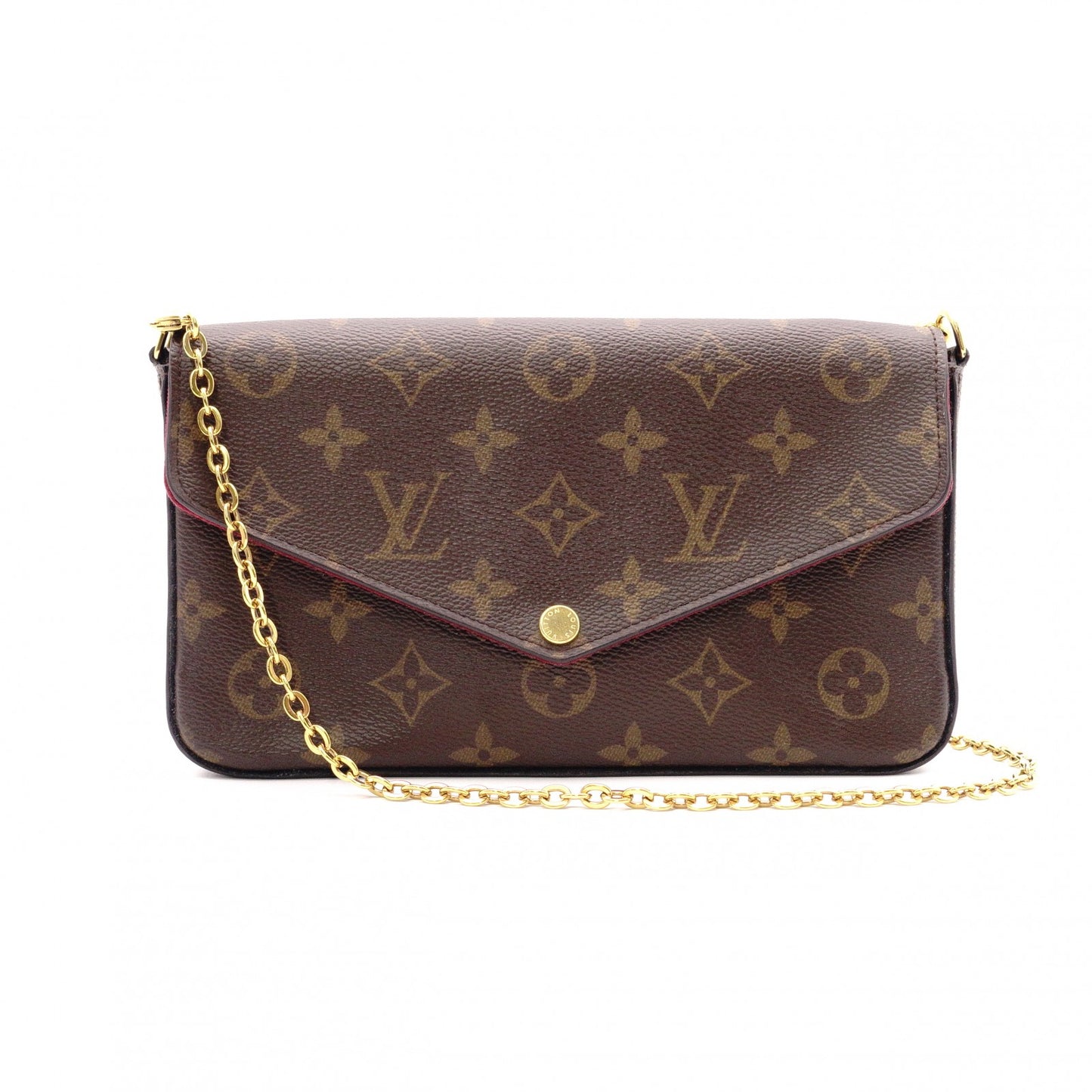 LOUIS VUITTON Pochette Felicity Monogram Canvas Shoulder Bag with PVC Trim, Brown, Crossbody