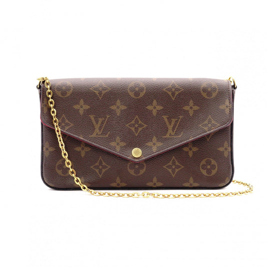 LOUIS VUITTON Pochette Felicity Monogram Canvas Shoulder Bag with PVC Trim, Brown, Crossbody