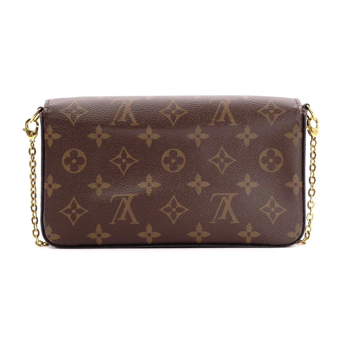 LOUIS VUITTON Pochette Felicity Monogram Canvas Shoulder Bag with PVC Trim, Brown, Crossbody