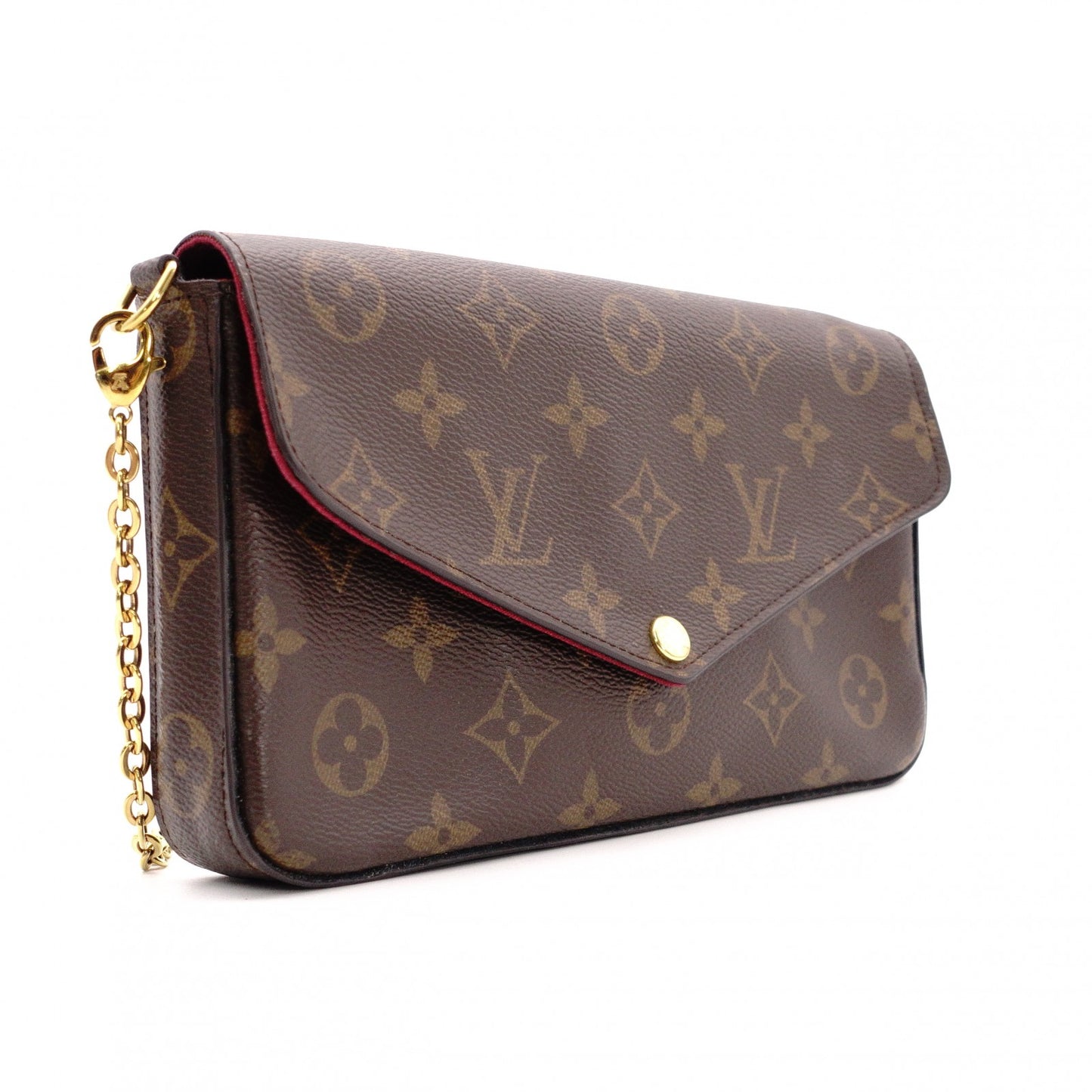 LOUIS VUITTON Pochette Felicity Monogram Canvas Shoulder Bag with PVC Trim, Brown, Crossbody