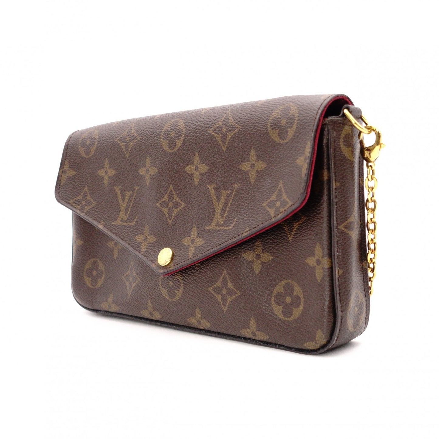 LOUIS VUITTON Pochette Felicity Monogram Canvas Shoulder Bag with PVC Trim, Brown, Crossbody