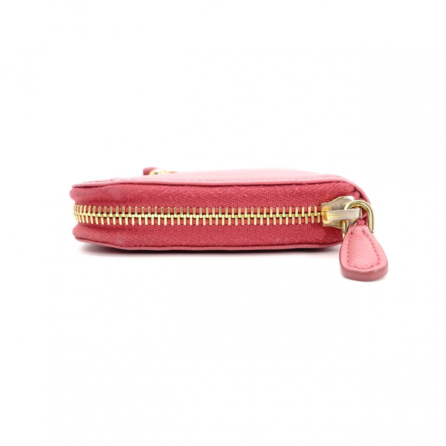 PRADA Round Zipper Saffiano Leather Long Wallet Leather Pink