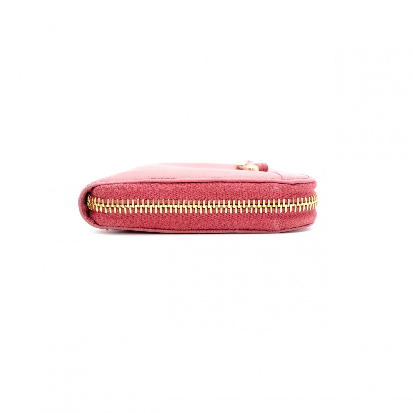 PRADA Round Zipper Saffiano Leather Long Wallet Leather Pink