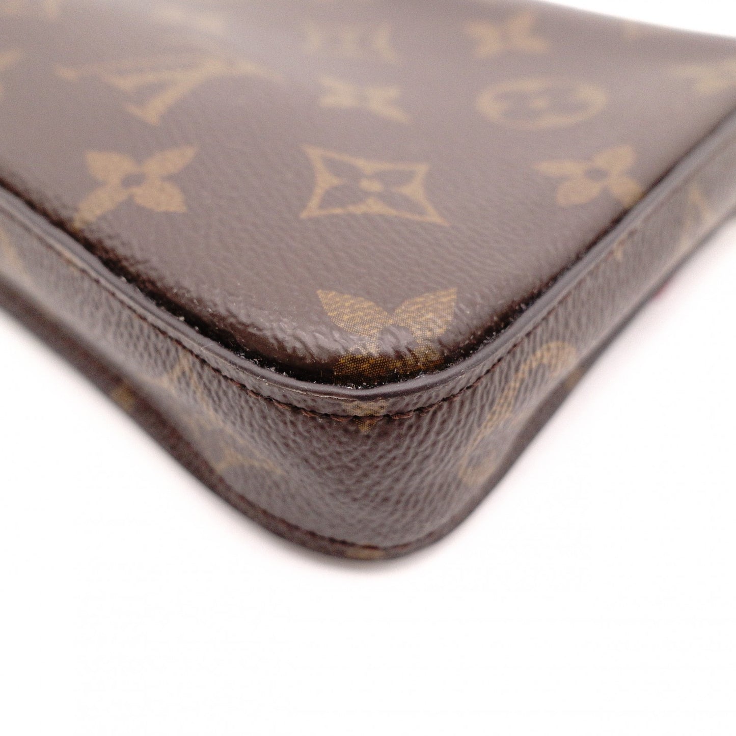 LOUIS VUITTON Pochette Felicity Monogram Canvas Shoulder Bag with PVC Trim, Brown, Crossbody