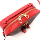 LOUIS VUITTON Santonjue Shoulder Bag Monogram Canvas Brown × Red PVC Leather Crossbody Tassel 7-8-325
