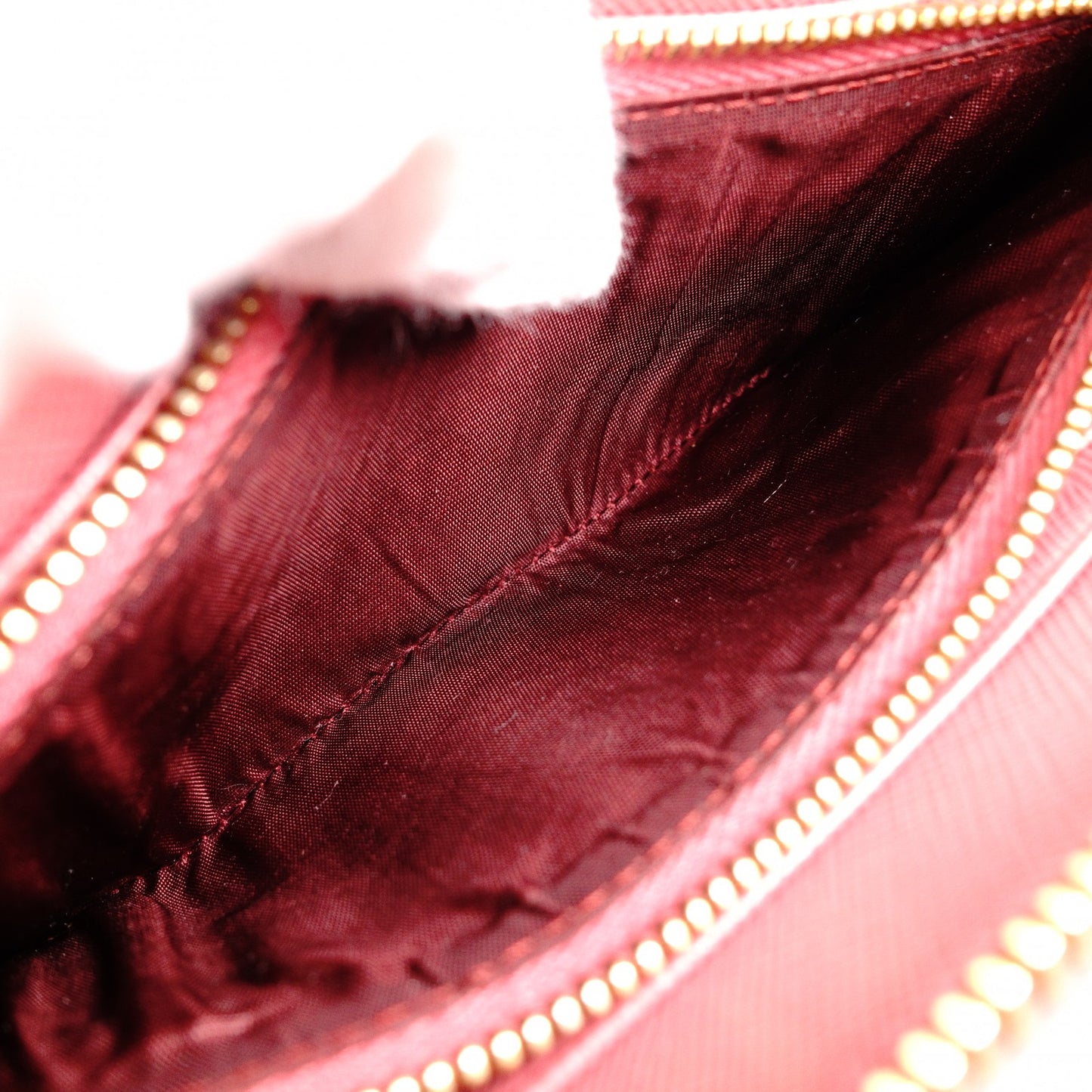 PRADA Round Zipper Saffiano Leather Long Wallet Leather Pink