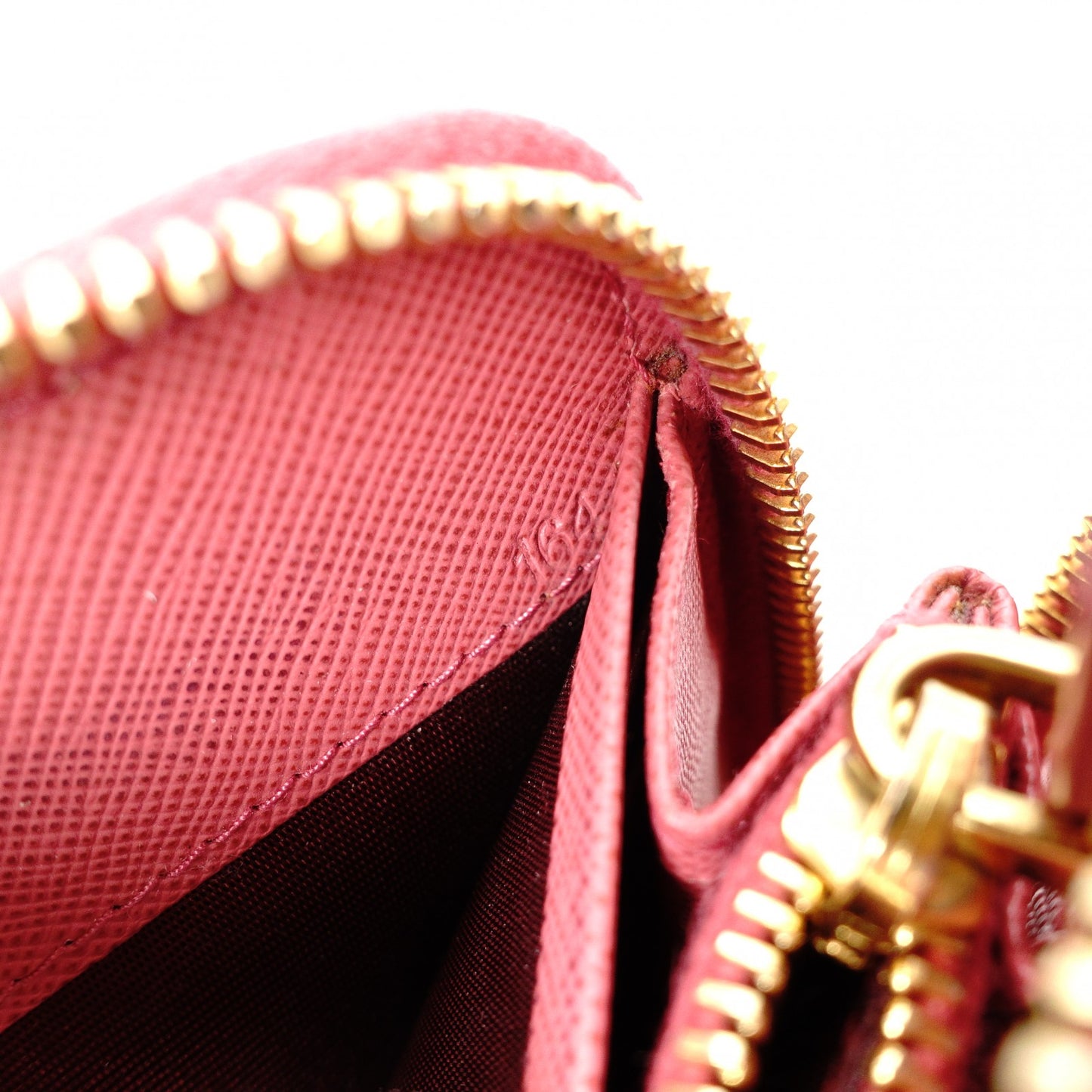 PRADA Round Zipper Saffiano Leather Long Wallet Leather Pink