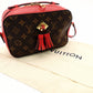 LOUIS VUITTON Santonjue Shoulder Bag Monogram Canvas Brown × Red PVC Leather Crossbody Tassel 7-8-325