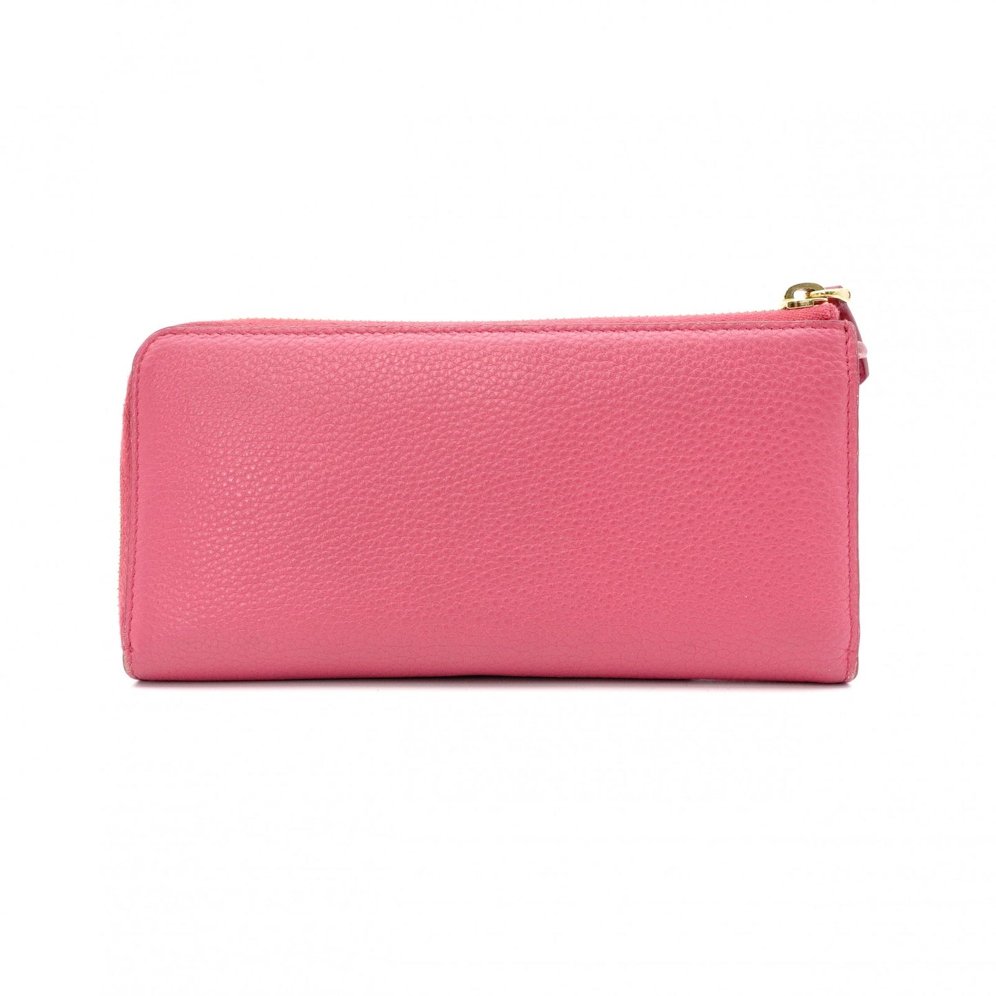 PRADA Saffiano Leather Long Wallet Pink with Gold Hardware
