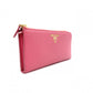 PRADA Saffiano Leather Long Wallet Pink with Gold Hardware