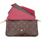 LOUIS VUITTON Pochette Felicity Monogram Canvas Shoulder Bag with PVC Trim, Brown, Crossbody