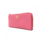 PRADA Saffiano Leather Long Wallet Pink with Gold Hardware