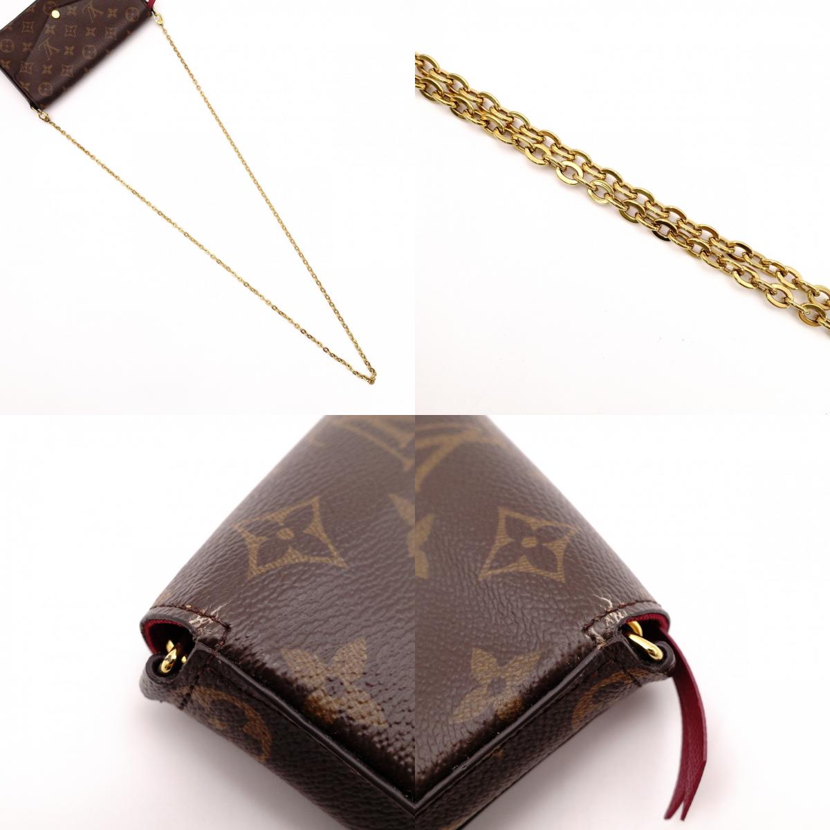 LOUIS VUITTON Pochette Felicity Monogram Canvas Shoulder Bag with PVC Trim, Brown, Crossbody